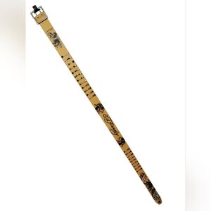 Ed Hardy Yellow Leather Belt with Tattoo Design Sz 36 NWT